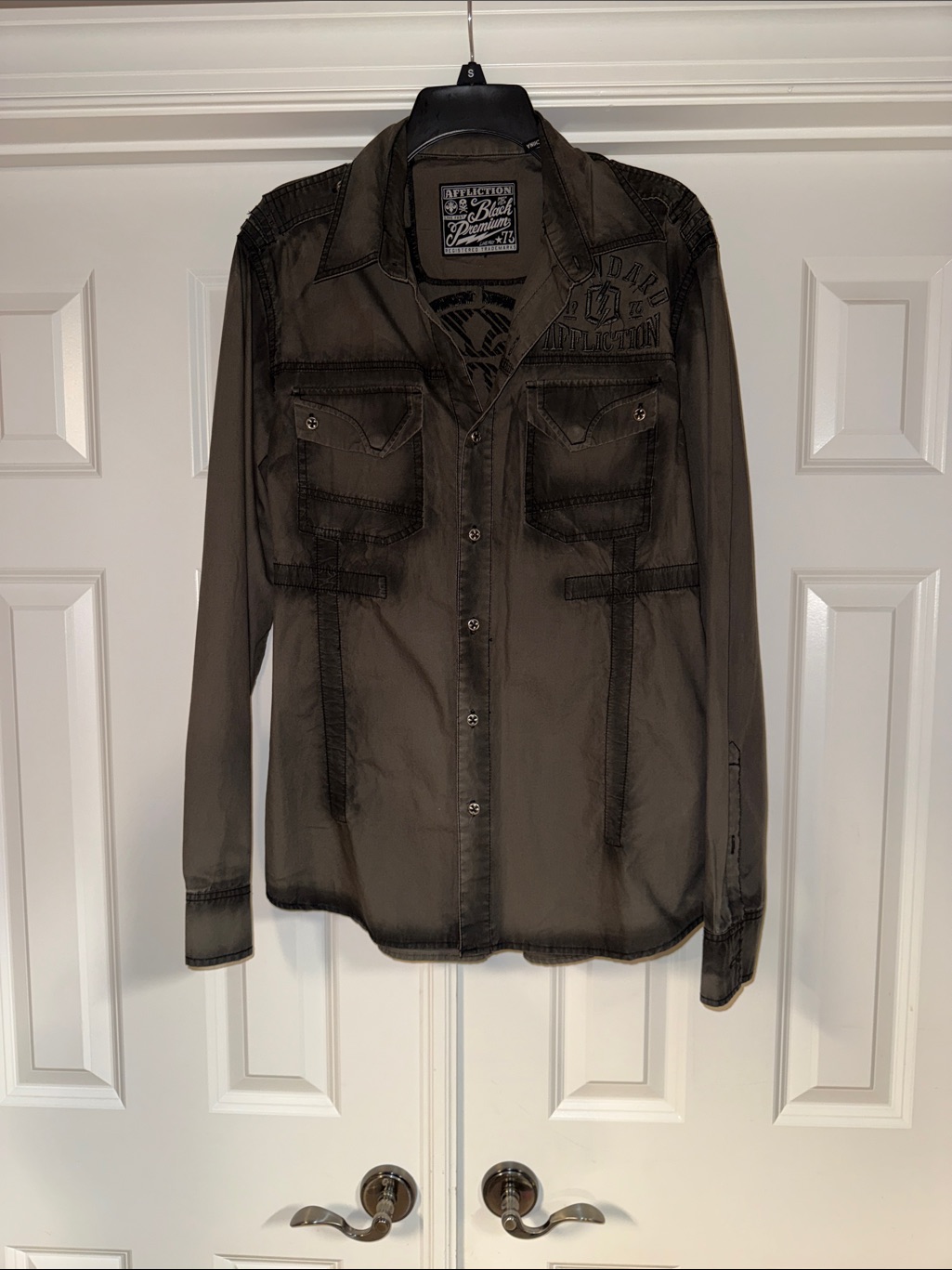 Affliction Black Washed Button-Down Shirt - Charcoal